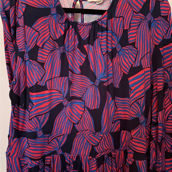 🎀 Boden Jersey Striped Bow Print US 14 Women’s dress w/ POCKETS - Picture 13 of 13